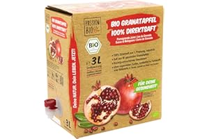 PASSIONBIO Jus de grenade bio, 3 L – 100% pur jus, goût fruité, rafraîchissant, sans sucre ajouté (loi), contient naturellement du sucre.