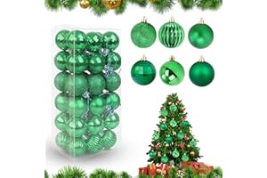 Feliciay Juego De 36 Adornos NavideñOs De Bolas De Navidad Surtidos, Adornos Inastillables, Adornos Para áRboles De Navidad, Colgantes Decorativos Para Fiestas De Temporada Bodas Fiestas (Verde, 4 Cm)