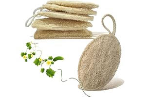 Honsva Spugna di luffa naturale (5 confezioni), scrub antigraffio per lavare e pulire i piatti, 100% fibre vegetali, zero rifiuti e luffa ecologica (3 pezzi ovali + 2 pezzi rettangolari)