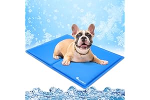 Angelpet Tappetino Refrigerante per Cani e Gatti, M 65x50cm – Gel Auto-Rinfrescante Atossico, Tappetto Rinfrescante Impermeabile e Duraturo, Ideale per Cani e Gatti nella Calda Estate (Blu)