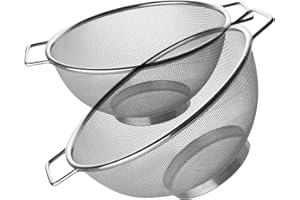 Fackelmann Set Scolapasta 20 e 26 cm, Colapasta In Acciaio Inossidabile - Rete Fine Per Drenaggio Rapido - Per Quinoa, Cereali, Riso, Frutta, Verdura E Pasta - Lavabili in lavastoviglie