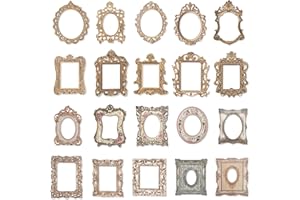 FRESILKORA 60PCS Vintage Scrapbook Frames Decorative Paper Borders, Scrapbooking Cutouts Paper for DIY Journal Craft Art, Retro Mirror Frame Papers for Junk Journal & Card Making, Elegant Crafting Supplies