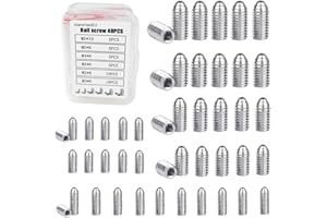 NOTHER xianzhanEU 40 PCS Plongeur à Bille Vis Sans Tete,M3 M4 M5 Vis de Plongeur à Bille à Ressort,304 Vis Inox pour Appareils Mécaniques,6 Tailles