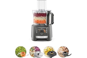 Kenwood Multipro Compact FDP31.020GY Modello 2023, Robot Tritatutto da cucina con 2 velocità di Lavorazione + Pulse, Ciotola da 2,1L, Tagliaverdure Elettrico per Tritare, Grattugiare e Impastare, 800w