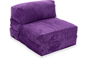 Gilda Jazz Chair Bed Fold Out Futon FOAM INNERS Mattress Corduroy (Deluxe, Purple)