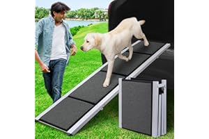 DAISTERN Rampe de Voiture Pliable pour Chien 180 x 50cm, Rampe Portable d'Accès Chien avec Surface Antidérapante, Cadre en Aluminium, Dog Ramp pour Camion Lit Voiture SUV, Légère et Facile à Ranger