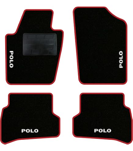 Tappetini Auto In Velluto MOTOS Serie Carbon Per SEAT Mii 2012-2019 – Look Fibra Di Carbonio Rosso – Premium Con Tecnologia Heat Press