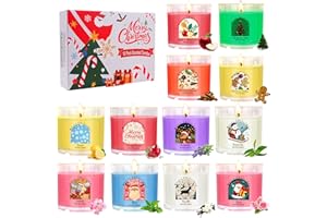 WEBPLATZ Świeca zapachowa Boże Narodzenie, 12 sztuk 2.5oz świec zapachowych zestaw prezentowy dla kobiet | Małe świece bożonarodzeniowe wosk sojowy świece zapachowe w szkle | Prezenty bożonarodzeniowe dla żony