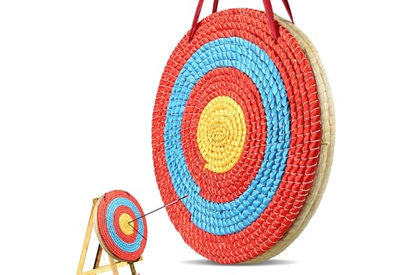 VEVOR Cible de Tir à l'arc 50,8 cm Cible de Paille Traditionnelle Faite à la Main Portable 6,35 cm d’Épaisseur 3 Couches Accessoire pour Entraînement d’Archerie en Plein Air Arcs et Arbalètes Archer
