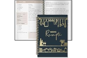 ‎BIROYAL BIROYAL Rezeptbuch zum Selberschreiben A5, Kochbuch Selbst Schreiben, Rezeptbuch für 100 Lieblingsrezepte, Kochbuch zum Selberschreiben, Recipe Book Backbuch Schreiben, Rezepte Buch zum Ausfüllen