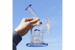 The7boX Bong épais en verre bleu fumé avec percolateur 18,8 mm