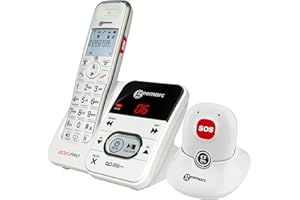 Geemarc Amplidect 295 SOS Pro - Verstärktes schnurloses Telefon und Notruf-Medaillon mit Anrufbeantworter und großen Tasten für Senioren - Geringer bis mittlerer Hörverlust - Version DE