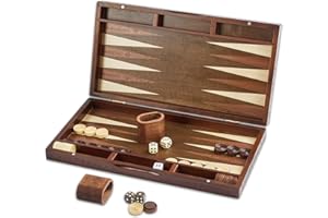 DOSENSTEK Backgammon Sets for Adults with Large 40cm Wooden Board Compact Foldable Design Perfect for Travel Includes Dice Classic Board Game for Home