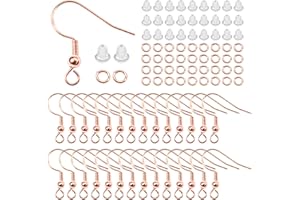 TOAOB THE ONE AND ONLY BABY TOAOB 300 Pezzi Ganci Orecchini Monachelle Rame Placcato Argento Anelli Aperti di Salto e 4mm Trasparente Chiusure Orecchini in Plastica e per Creazione Orecchino Gioielli Fai da Te Rosa Oro Tono
