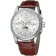 Forsining Men's Fantastic Automatic Luxury Brand Brown Genuine Leather Strap Analog Moon Phase Watch FSG319M3S3
