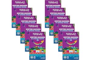 Fish 4 Ever - Mackerel Fillets In Spring Water - Sustainably Fished. Tin Canned Food Rich In Omega-3, Great With Bread, Used In Pate, Pasta Or Sushi 125g (Pack of 10)