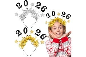 BOFUNX 2pcs Diadema 2025 para Año Nuevo Feliz 2025 Diadema Accesorio Photocall Nochevieja Disfraz Cabello para Fin de Año Diseño Pelo