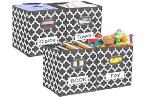 VERONLY 4 Stück 34L Faltbare Aufbewahrungswürfel Stoff mit Griffen, Aufbewahrungskörben Aufbewahrungsbox Ordnungsboxen 33 x 33 x 33 cm Boxen für Würfelregal, Bücher, Kleidung, Spielzeug(Grau)