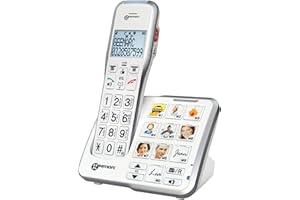 Geemarc AmpliDECT 595 bezprzewodowy wzmacniacz 50 dB, z przyciskami fotograficznymi, automatyczna sekretarka, komunikaty głosowe i przycisk SOS – wersja niemiecka
