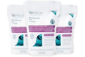 Sea Magik Magnesium Flakes for Bath - Hydrating, Suitable for All Skin Types, Great for Dry Skin, Eczema, and Psoriasis, Relaxing, Vegan, Cruelty Free (3 x 1kg)