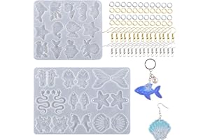 Attuslla 2PCS El Océano Molde Silicona Pendientes Resina Silicona Moldes de Joyería, Moldes de Resina de Silicona, Pendientes y Anillos de Salto para Joyería Pendiente Bricolaje