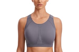 SYROKAN Women's Sports Bra for Large Breasts High Impact Full Coverage Padded Wireless Running Halter Neck Bra