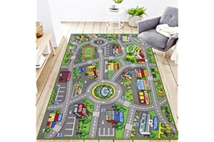 ‎CAPSLPAD Capslpad Autoteppich Kinder 100x160cm rutschfest Kinderteppich Stadtplan Interaktiver Spielteppich Waschbar Kreativ Pädagogisch Spielmatte für Kinder Teenager Kinderzimmer Spielzimmer Dekor, Grün