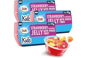 Dole Strawberry Jelly with Mixed Fruit 3 x 4 Pack, Healthy Snack for Kids Made with Fresh Fruit, No Added Sugar Fruit Bowls, Perfect for Breakfast or Dessert