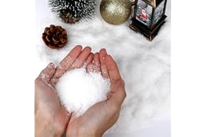 Jeqqinuz 100g Dekoschnee zum Basteln, Flauschig Weiche Streudeko, Glitzernder Deko-Schnee für Weihnachten, Schneewatte zum Verzieren, Winterdekoration