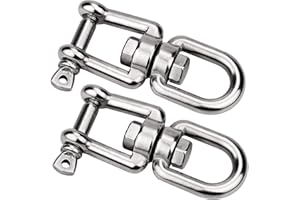 TDDL 2 STK Schwenkring Schnapprollschäkelvorrichtung M8-Drehwirbel Schäkel Gerät Edelstahl Drehwirbel Drehgelenkauge Backe aus Edelstahl ruhiges Drehen von Hängesessel Boxsack Schwenkgrill