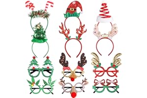 VEYLIN Christmas Glasses to Wear, 6 Pieces Christmas Glitter Party Glasses Fancy Dress Costume Decoration for Kids Adults