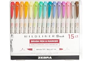 Zebra Pen Rotulador Mildliner de doble punta biselada y rotulador de punta fina, 15 unidades, colores surtidos