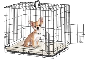 PawHut Jaula para Perros Plegable Jaula para Perros Pequeños con Cojín 2 Puertas Bandeja Extraíble y Marco de Alambre Metálico 60x40x50 cm Negro y Beige