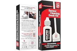 PHOTOGRAPHIC SOLUTIONS Sensor Cleaning Swab Kit - Eclipse Optic Cleaning Solution (0.5oz/15ml) + Type-3 Sensor Swab Ultra 24mm (Pack of 6) - for Full Frame CMOS and CCD Sensors - Dust & Oil Remover