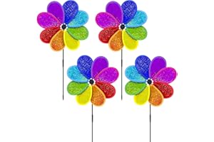 Lets Joy 4PCS Arcoíris Molinillo de Viento, Molino Viento Niños, Molinillo de Viento Colores, Molinillo de Viento Jardin, Molino de Viento Reflectante Decorativo