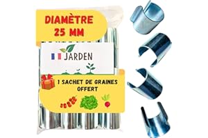 JARDEN© Lot 40 Clips Diamètre 25mm pour Serre de Jardin - Fixation Métal en Revêtement Zinc pour Serres Tunnel avec Tubes ou Arceaux 25mm - Accessoire pour Bâche de Serres de Cultures et Semis