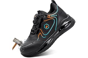TIAROOTT Arbeitsschuhe Herren Sicherheitsschuhe Damen Leicht Trends Drehknopf Sportliche Luftkissen Turnschuhe Atmungsaktiv Stahlkappenschuhe Bequeme Dachdeckerschuhe Kochschuhe