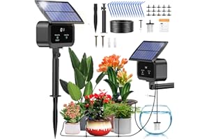 Onherm Solar Bewässerungssystem 2025 Automatische Bewässerungssystem Garten, Tröpfchenbewässerung System mit Timer und 15M Schlauch für Garten, Balkon Pflanzen, Kübelpflanzen im Freie