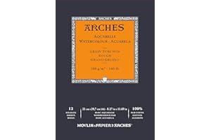 ARCHES Blocco Enc 21 x 29,7 12 H Aquarelle 100% Spessore 300 g Blanc Nat, Colore Bianco Naturale, A1795101