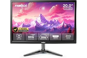 FRONTECH 20-inch (50.8 cm), LED, HD 1600x900, 60Hz, Black, Wall Mountable Slim & Stylish Design, 16.7M Colors, HDMI & VGA Ports, Built-in Power Supply Monitor, 1 Year Warranty (MON-0054)