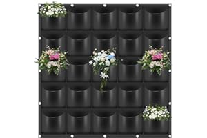 YedZen Hanging Planter Bags, 25 Pockets Vertical Wall Mounted Planter 1m×1m Planting Grow Bags, Living Wall Growing Plant Bag for Indoor/Outdoor Home Gardening Greening Flower Container