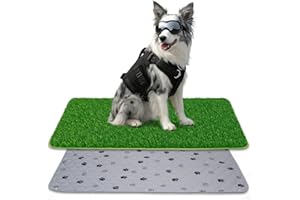 SSRIVER 60X90CM 2 en 1 Gazon Artificiel et de Tapis Réutilisable - Tapis d'apprentissage de la Propreté pour Chiens-Toilette pour Chien-Tapis Chien Pipi-Litière pour Chien pour Intérieur/Extérieur