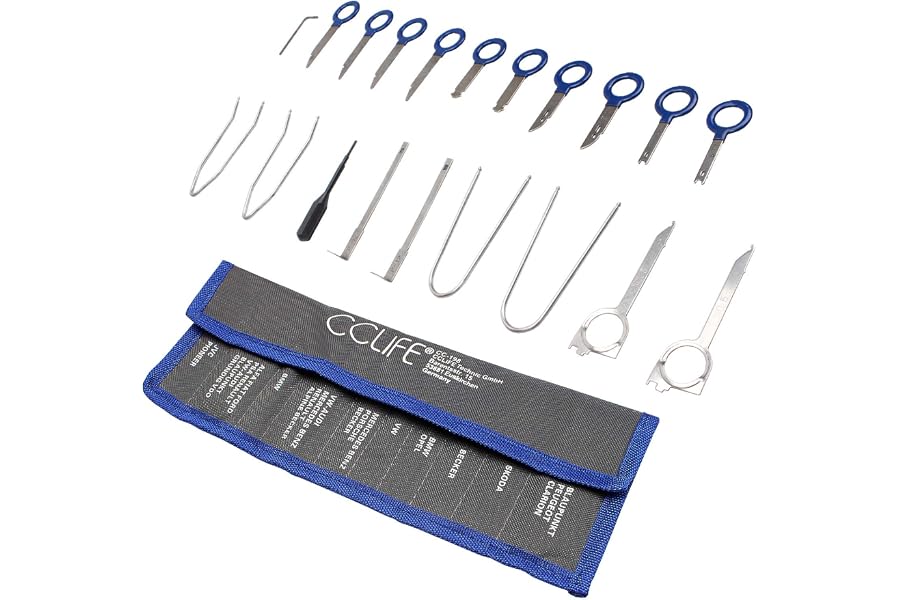 CCLIFE 20pcs Herramientas Extracción Radio y Panel de Coche, Llaves de Extracción para Desmontar Radios Apto la Mayoría