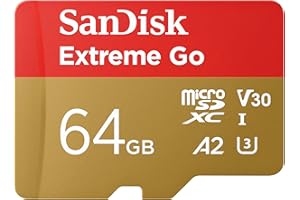 SanDisk Karta micro SDXC 64 GB Extreme Go + adapter SD (do urządzeń z systemem Android, konsol do gier, dronów, kamer akcji, UHS-I, do 200 MB/s, V30, 5K, 4K, UHD, Rescue PRO, klasa 10, U3) dla Amazon