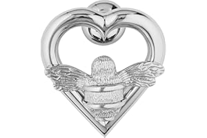 BRASS BEE Aldaba de puerta de abeja plateada para puerta delantera | Latón macizo pulido corazón abeja | Aldabas de latón con placa de golpe | UPVC | Muebles de puerta delantera de abejorro con un diseño único