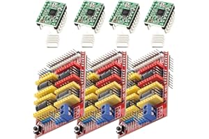 AZDelivery 3 x CNC Shield V3.0 Expansion Board Bundle, 4PCS A4988 Stepper Motor Drivers with 4PCS Heatsink Kits compatible with Arduino, 3D Printer Including E-Book!