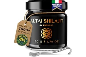 UNTANAS Shilajit Puro Oro - Resina Autentica Altai - 50 g - Riserva di 6 mesi - Estrazione Tradizionale - Acido Fulvico + Composti Umici