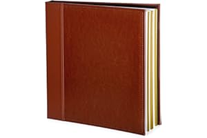 Never Ever Land Album Photo Auto-adhésif - Album 20 Feuilles Magnétiques Écrivables, 40 Pages Sans Acide - Couverture Cuir Végétal Brun - Photos de Bébé, Mariage & Famille - 33,02x33,5cm