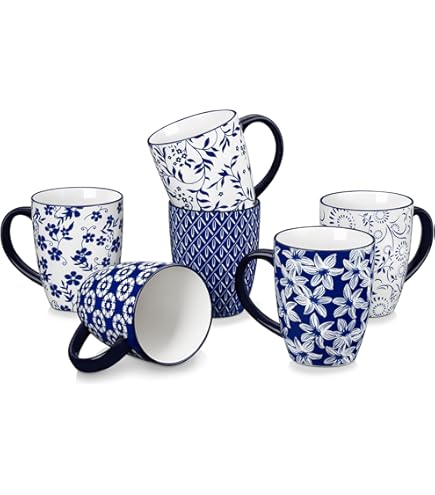 4 Assiettes TOKYO Design Studio Flora Japonica Bleu-Blanc 20,6 Cm - Porcelaine Japonaise