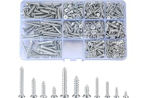 Ewwtrey 560 Stk M3 M4 M5 Selbstschneidende Schrauben Scatola Porta Salviette, set di viti a testa svasata a croce zincata, viti di fissaggio per macchine per legno per fai da te - 11 misure